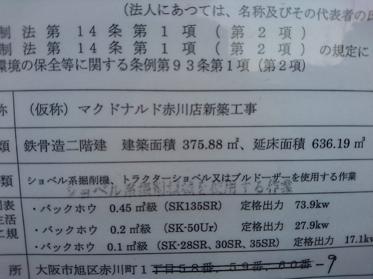 工事表示とりなおし